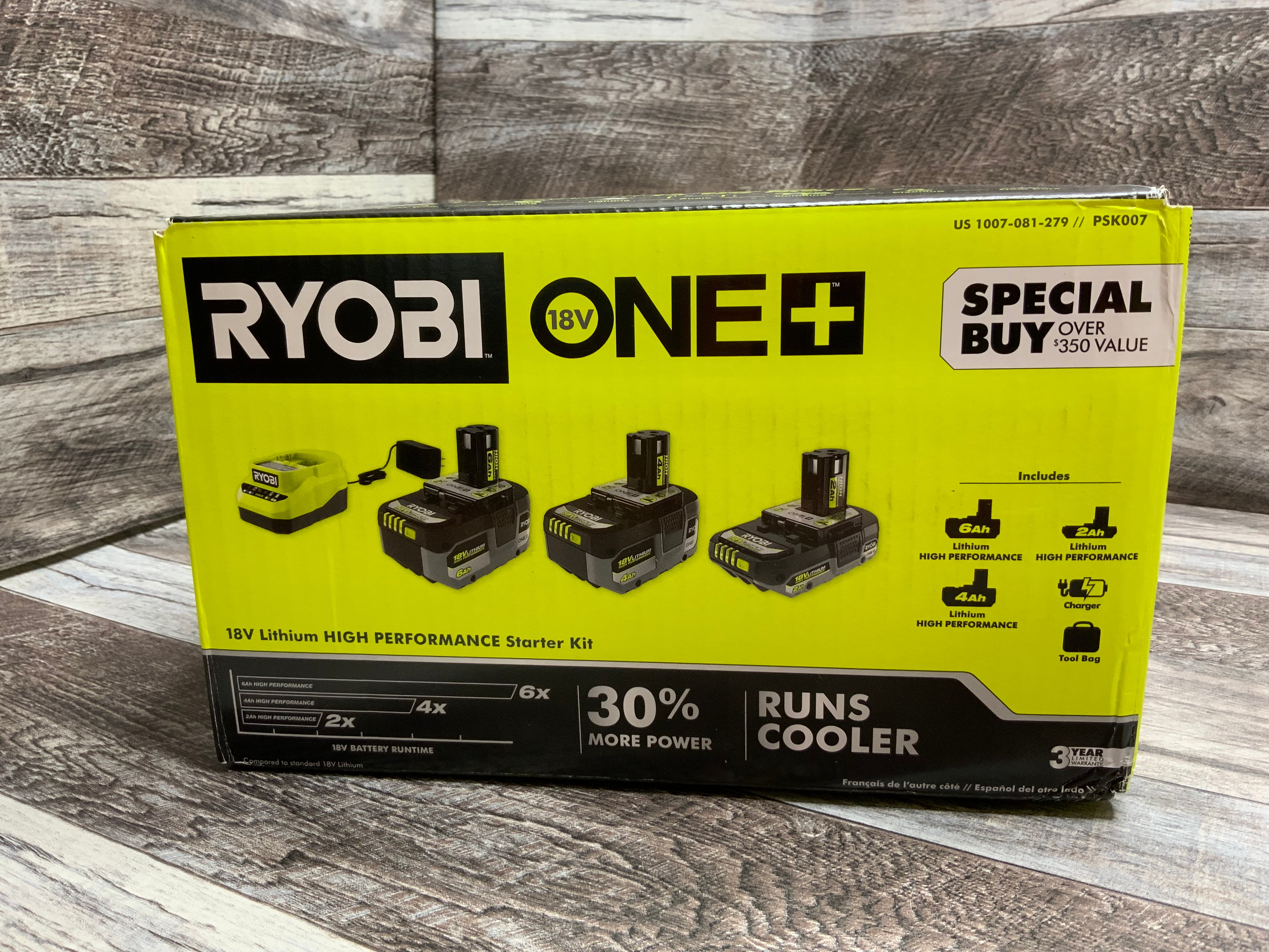 RYOBI ONE+ 18V Lithium-Ion HIGH PERFORMANCE Starter Kit (8161249558766)